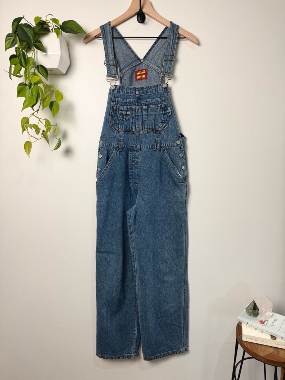 Vintage 90s Squeeze Denim Carpenter Overalls Bibs Y2K Grunge Medium Wash Small